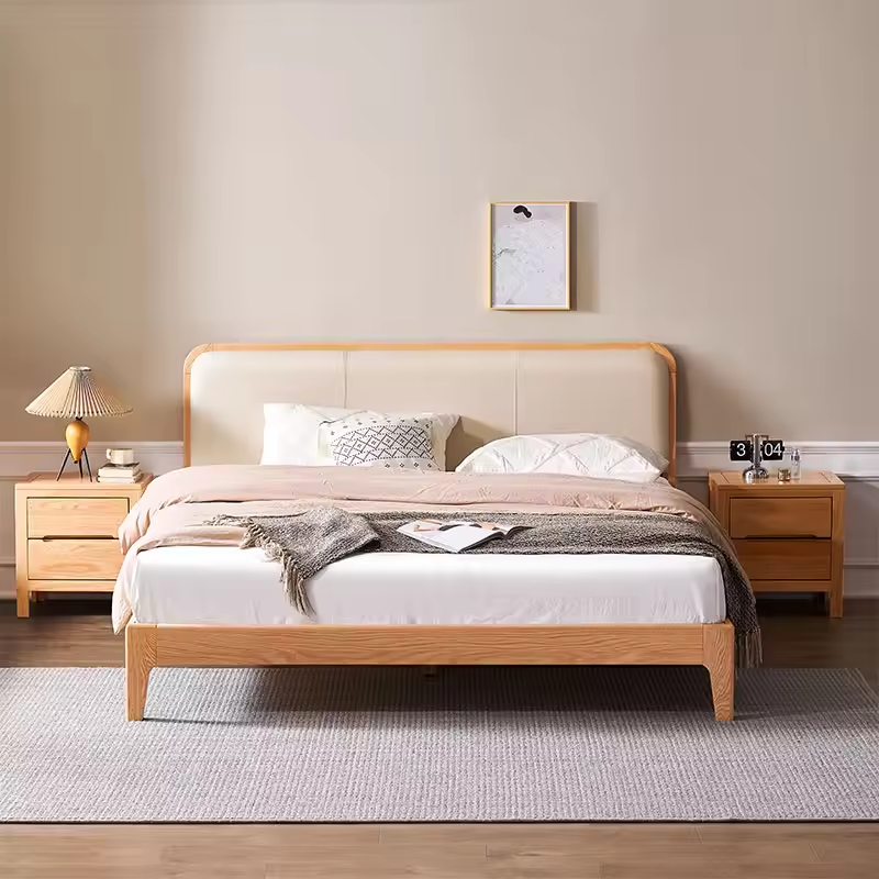 Solid Wood Upholstered Bed