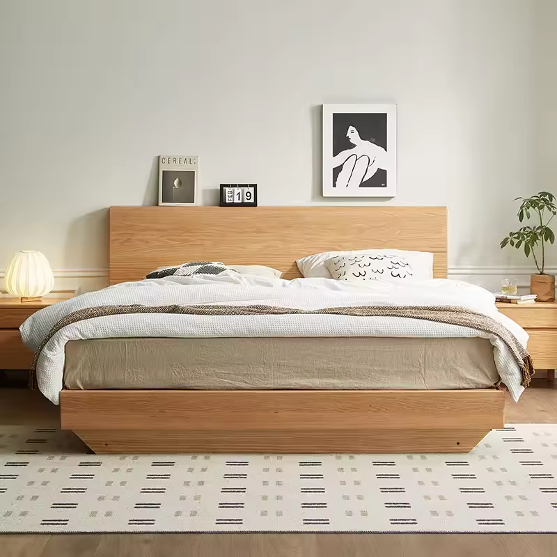 Solid Oak Craftsman-Built Brown Frame Bed