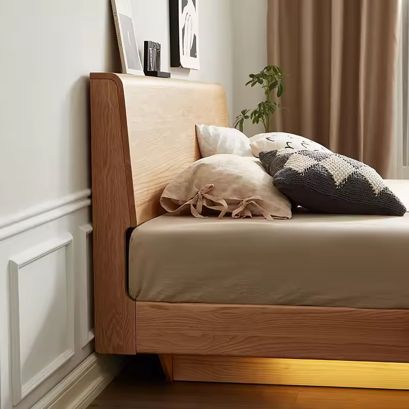 Solid Oak Craftsman-Built Brown Frame Bed