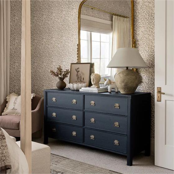 Elegant Wood Dresser With Navy Oil-Based Painted Finish