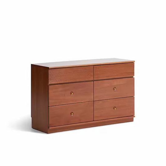 Cherry Wood Dresser With Six-Drawer