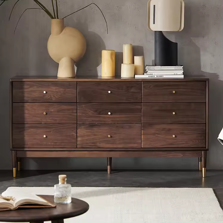 Walnut Dresser With Nine-Drawer