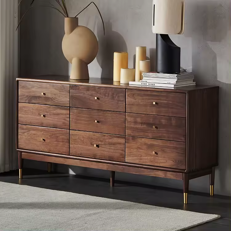 Walnut Dresser With Nine-Drawer