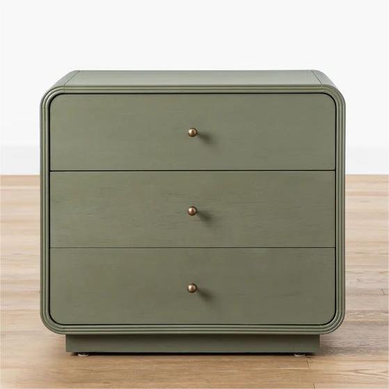 Acacia Wood Nightstand With Laurel Green Finish