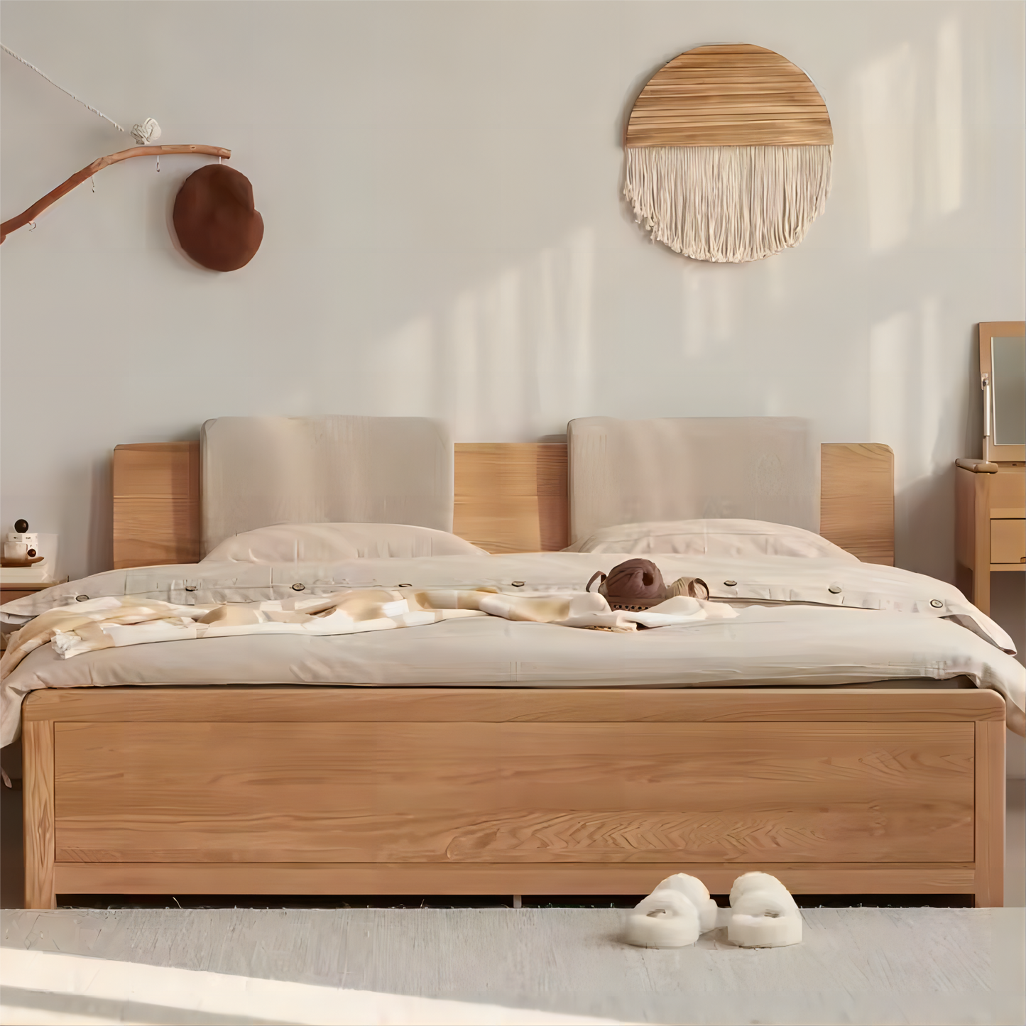 Minimalist Solid Oak Bed