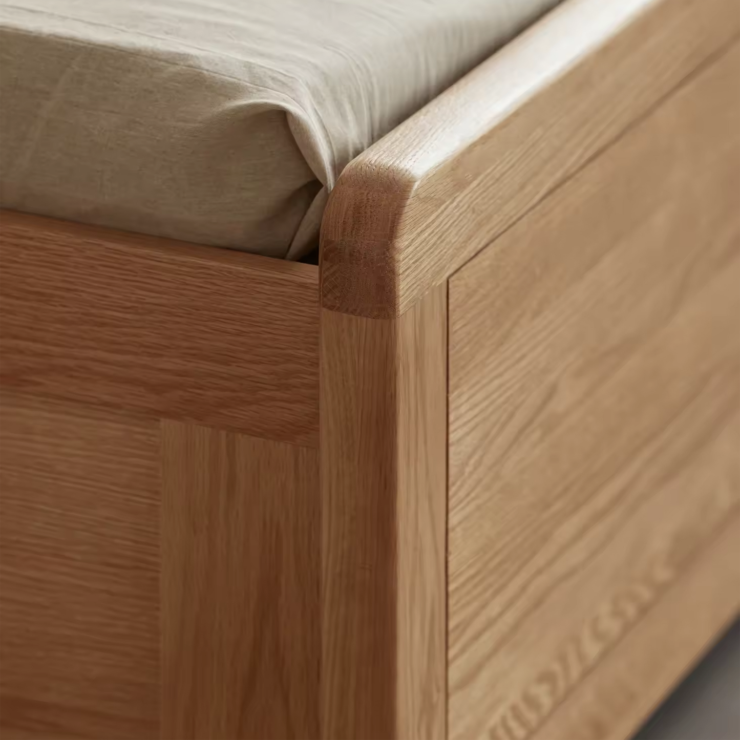 Minimalist Solid Oak Bed