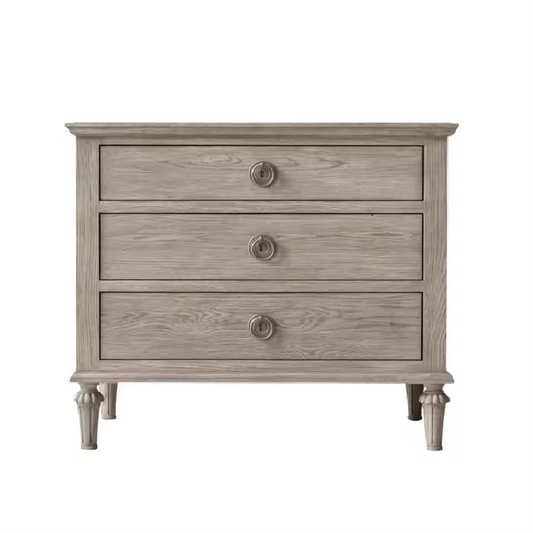 Classic Gray Solid Oak Nightstand