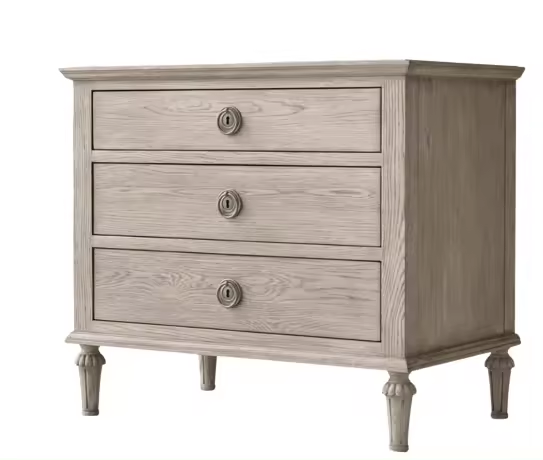 Classic Gray Solid Oak Nightstand