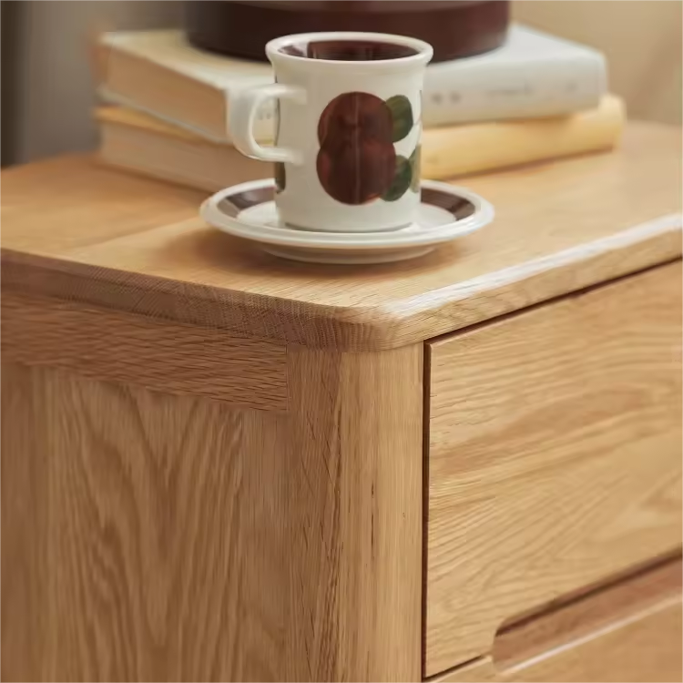 Classic Solid Wood Nightstand With Two-Drawer