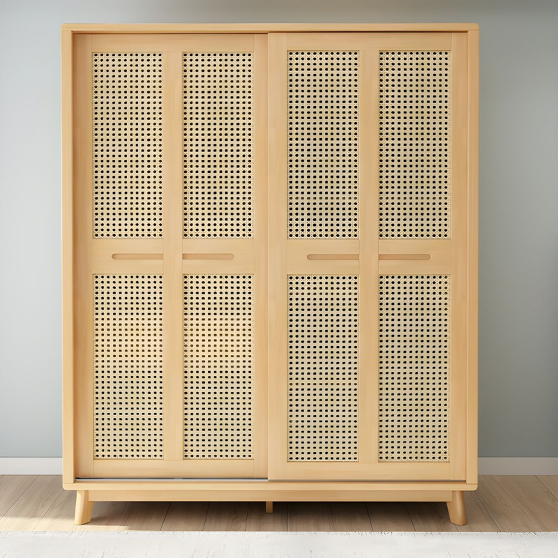 Large Rattan Armoires