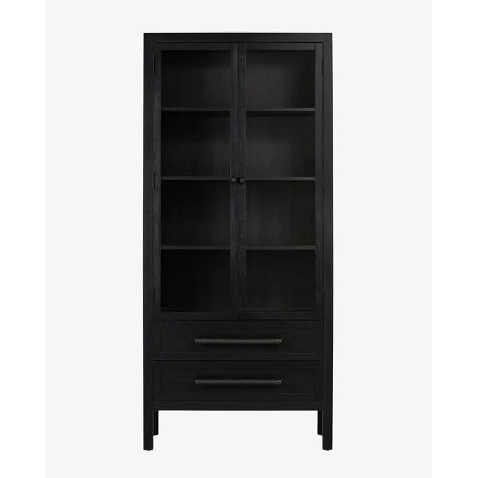 Black-Finished Thick Oak Veneer Bookcase