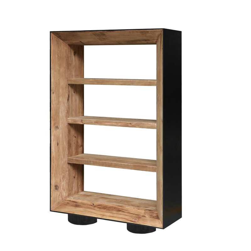 Wooden Bookcase With Black Veneer