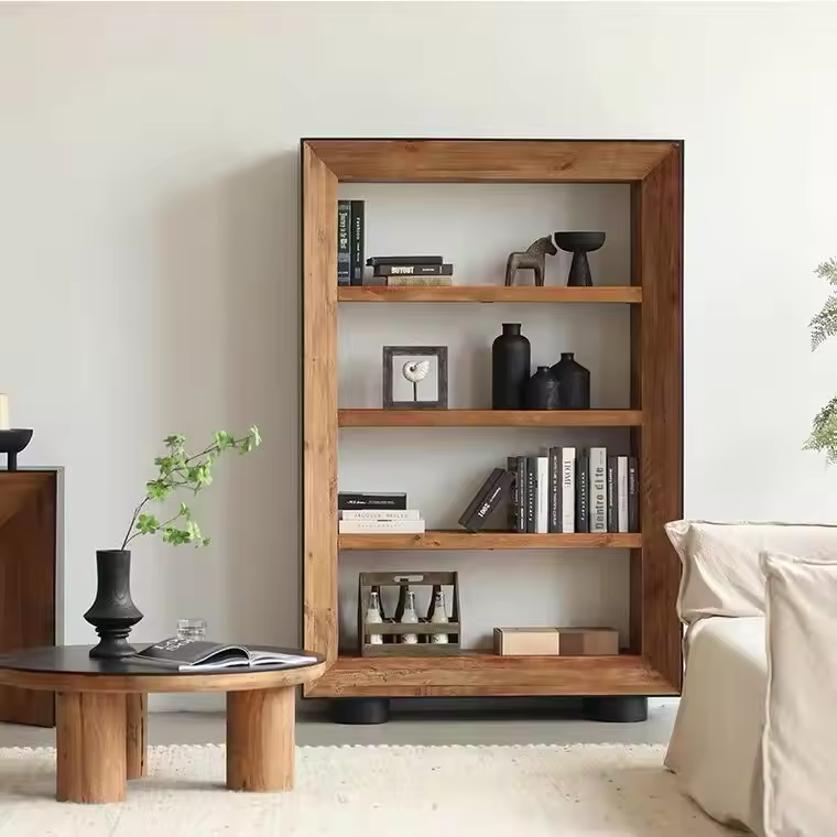 Wooden Bookcase With Black Veneer