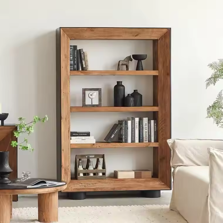 Wooden Bookcase With Black Veneer