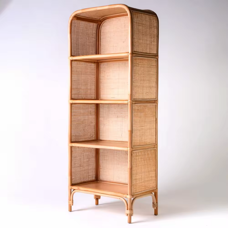 High Rattan Bookcase