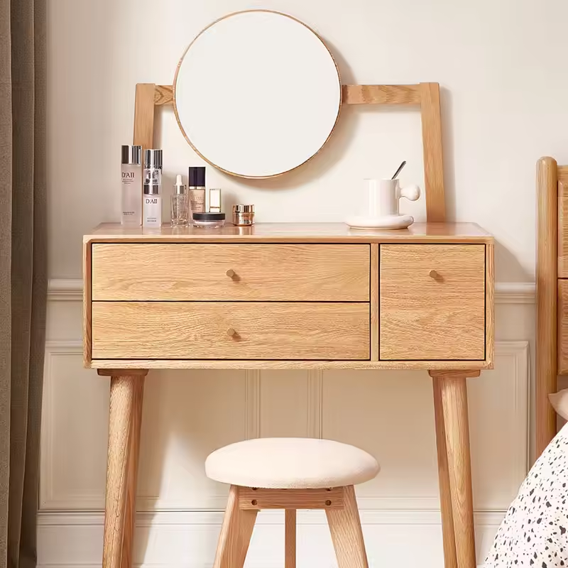 Black Walnut Wood  Dressing Table With Two-Drawer