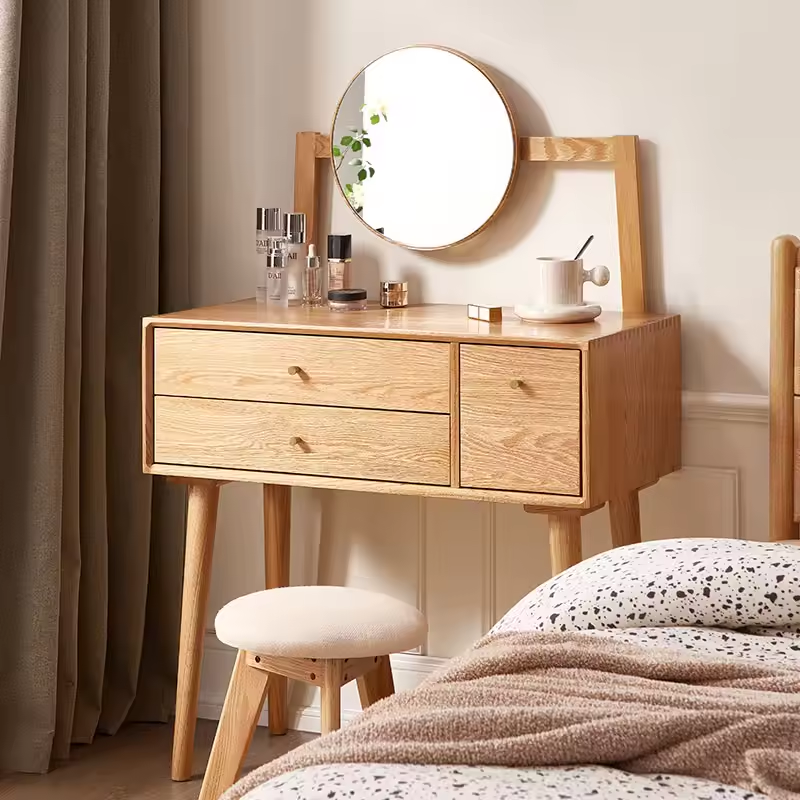 Black Walnut Wood  Dressing Table With Two-Drawer