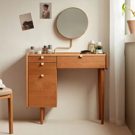 Cherry Wood Dressing Table With Mirror