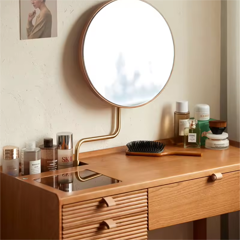 Cherry Wood Dressing Table With Mirror