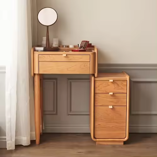 Cherry Wood Dressing Table With Three Drawers