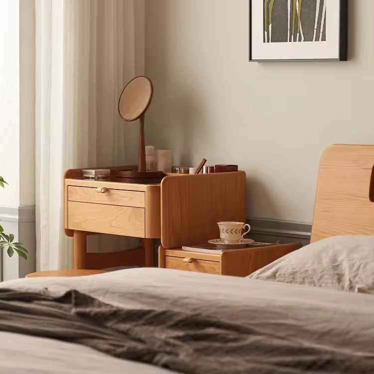 Cherry Wood Dressing Table With Three Drawers