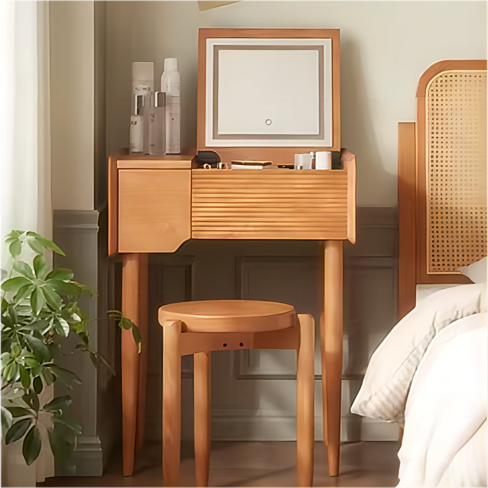 Cherry Wood Dressing Table With Mirror