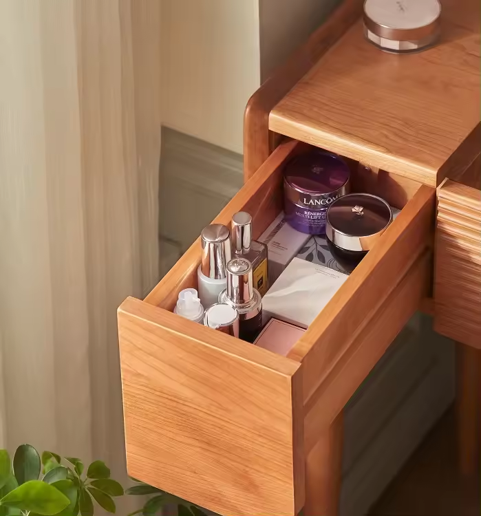 Cherry Wood Dressing Table With Mirror