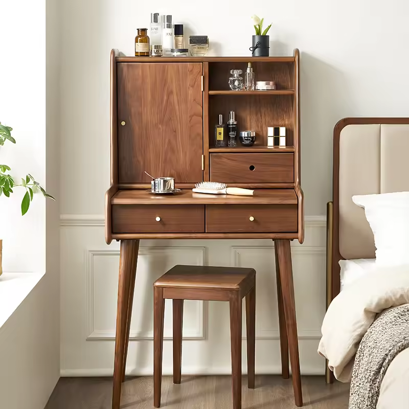 Luxurious Black Walnut  Dressing Table  With Mirror