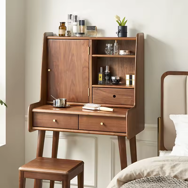 Luxurious Black Walnut  Dressing Table  With Mirror