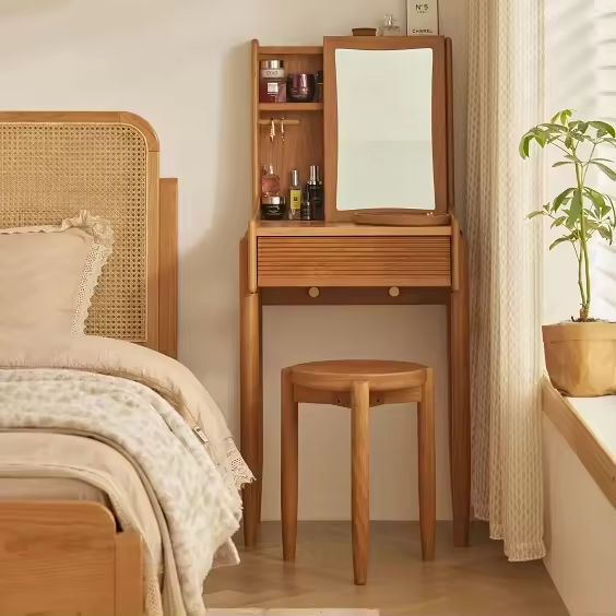 Luxury Cherry Wood Dresser With Partitions And Mirror