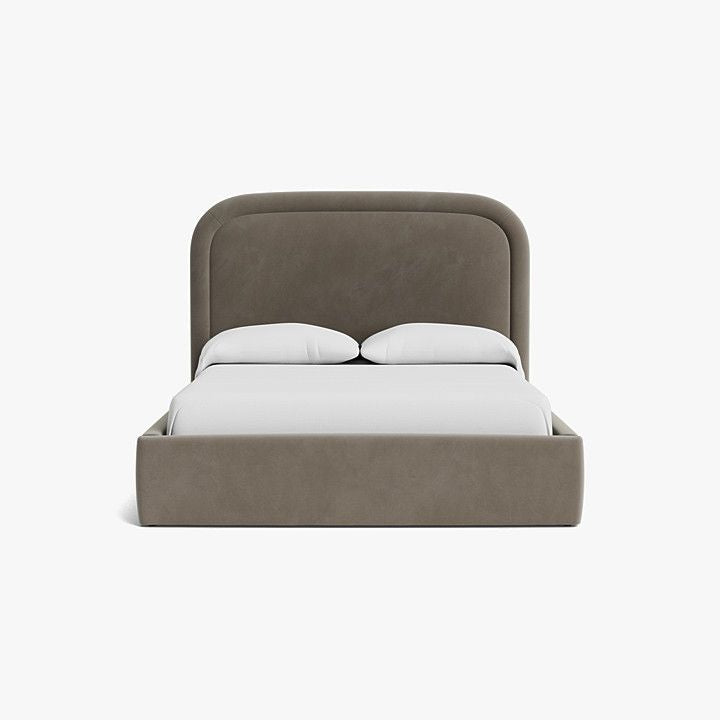 Taupe Dovetail Velvet Upholstered Bed