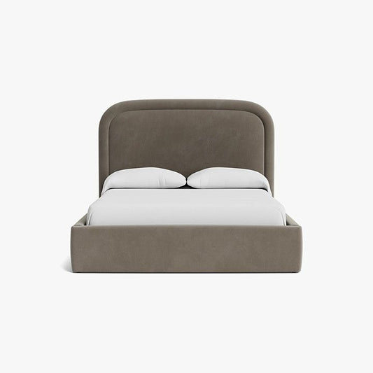 Taupe Dovetail Velvet Upholstered Bed