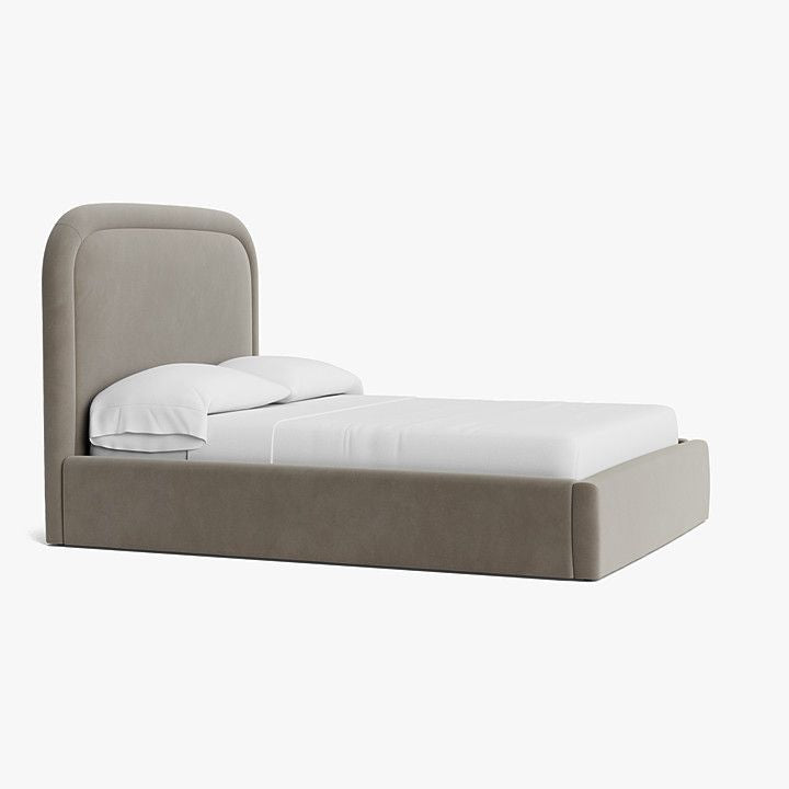 Taupe Dovetail Velvet Upholstered Bed