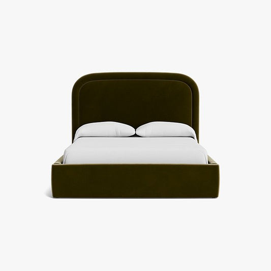Olive Velvet Upholstered Bed