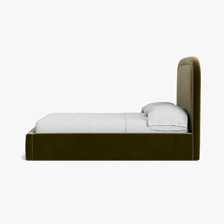 Olive Velvet Upholstered Bed