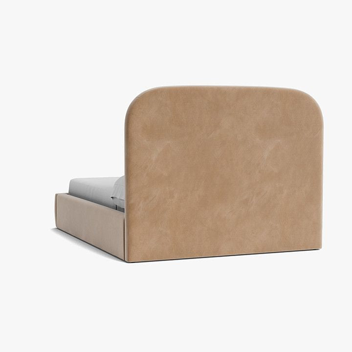 Light Brown Fawn Velvet Upholstered Bed