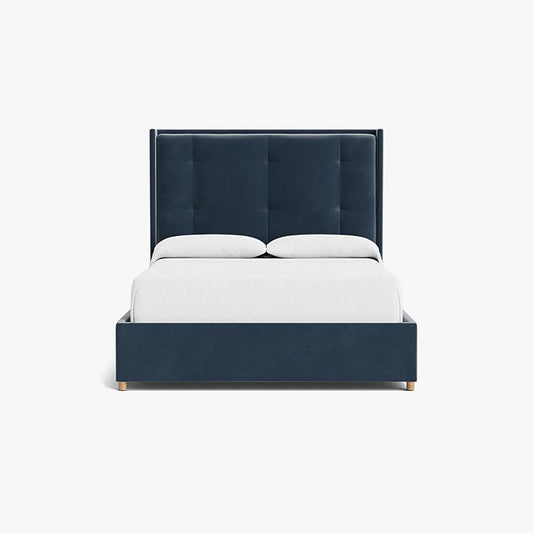 Blue Harbor Velvet  Upholstered Bed With A Bench-Made Frame