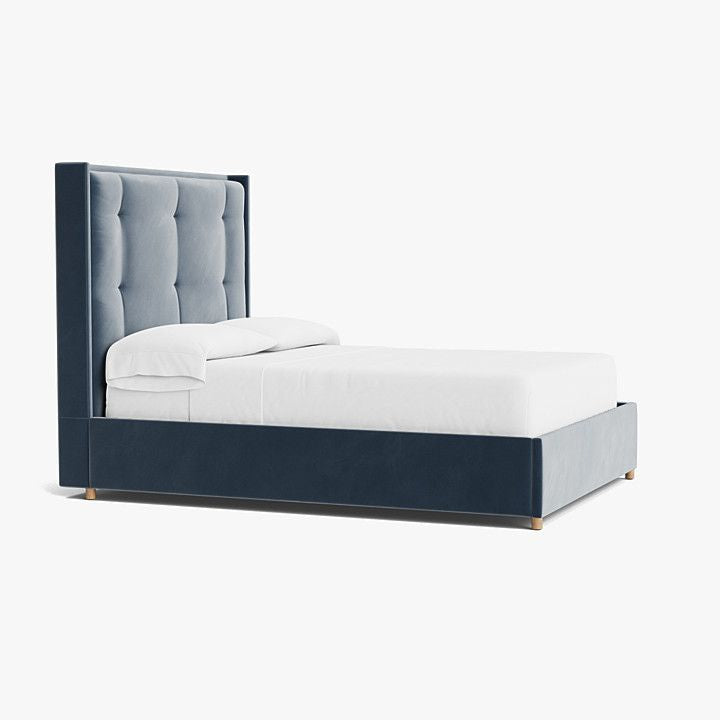 Blue Harbor Velvet  Upholstered Bed With A Bench-Made Frame