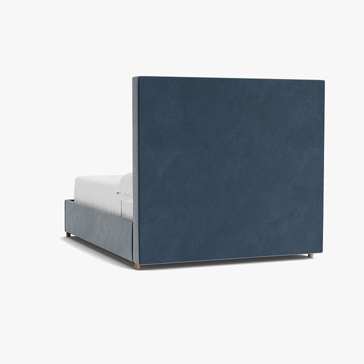 Blue Harbor Velvet  Upholstered Bed With A Bench-Made Frame