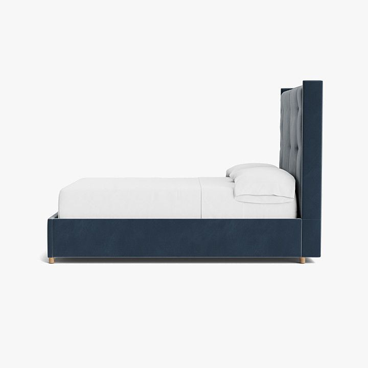 Blue Harbor Velvet  Upholstered Bed With A Bench-Made Frame