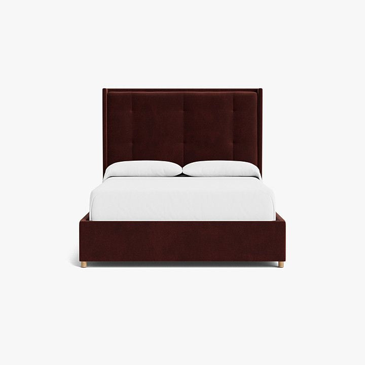 Umber Velvet Upholstered Bed With A Bench-Made Frame