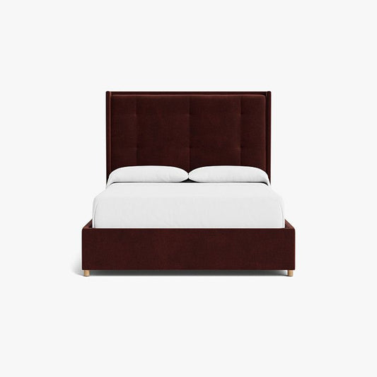 Umber Velvet Upholstered Bed With A Bench-Made Frame