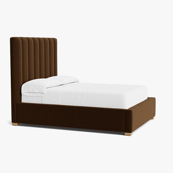 Elegant And Luxurious Praline Velvet Upholstered Bed