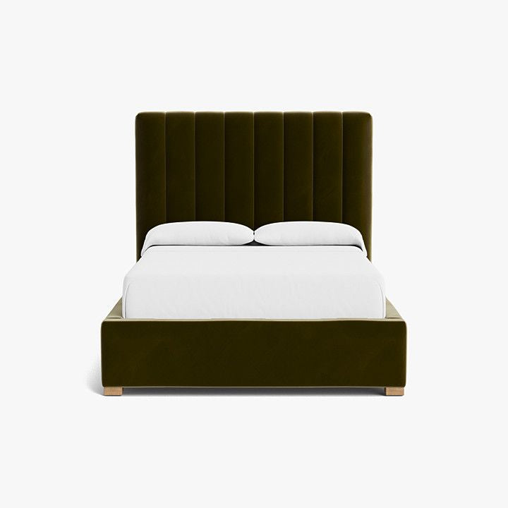 Elegant And Luxurious Olive Velvet Upholstered Bed