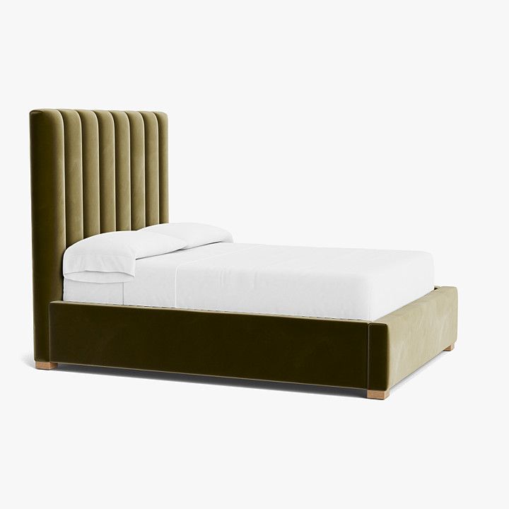 Elegant And Luxurious Olive Velvet Upholstered Bed