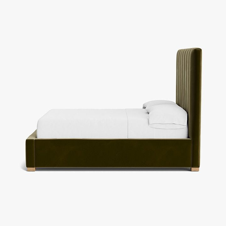 Elegant And Luxurious Olive Velvet Upholstered Bed