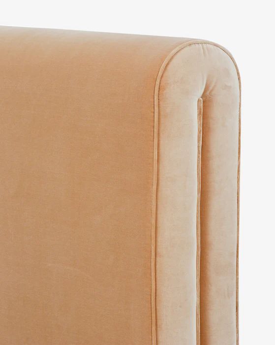 Camel Soft Cotton Blend Fabric Upholstered  Bed